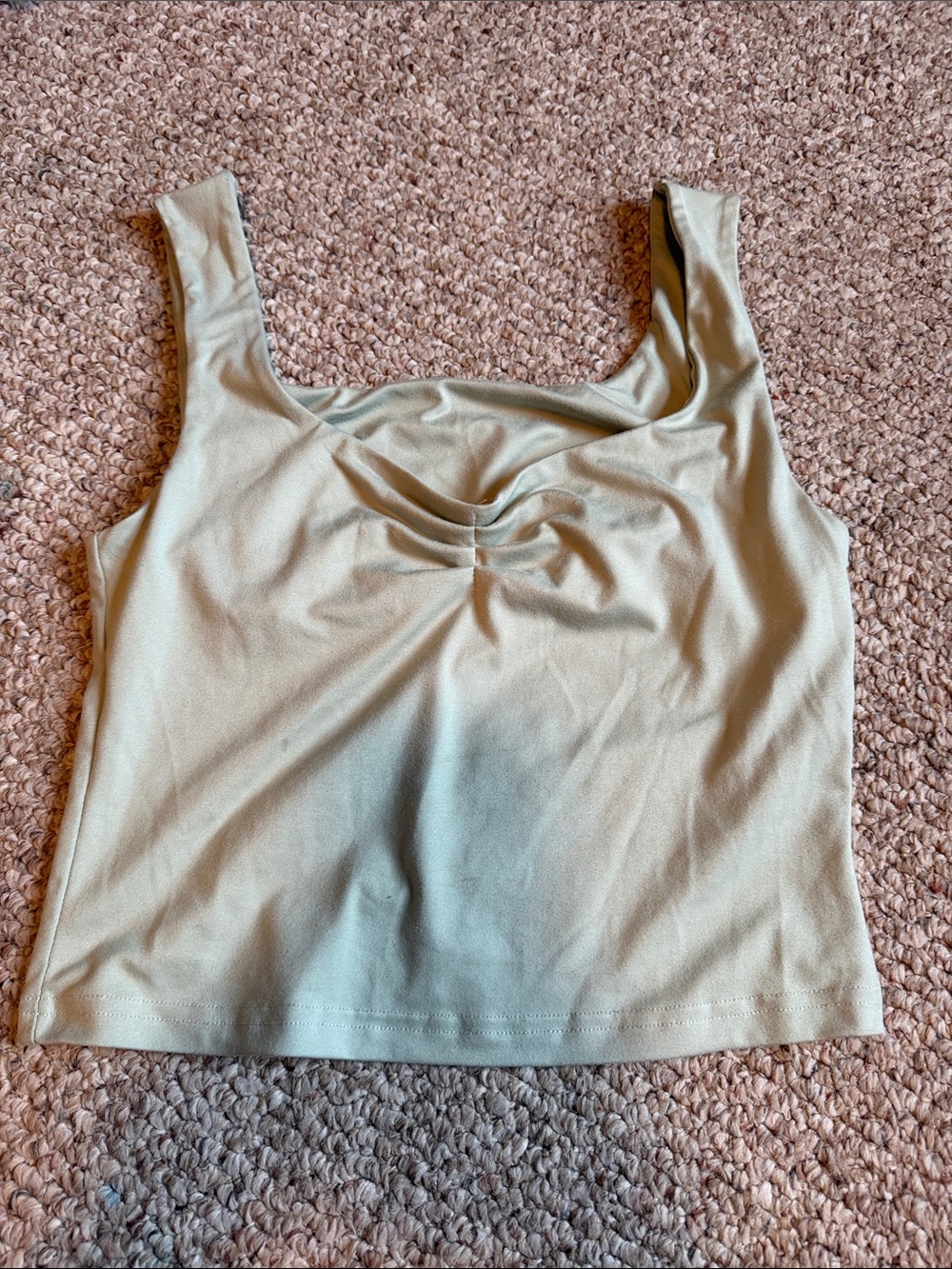 SHEIN Sage Green Front Ruched Scoop Neck Crop Top